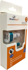 Dual Pack Car Charger Dual with USB to Lightning Cable for iPhone