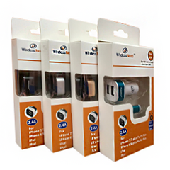 Dual Pack Car Charger Dual with USB to Lightning Cable for iPhone