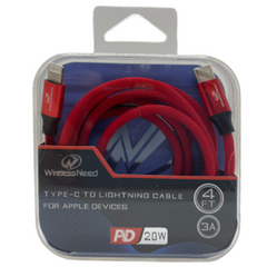 4ft Type-C to Lightning PD Cable 3.1A 20W for iPhone in Retail Packaging - Premium Quality