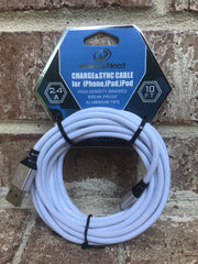 10ft USB to Lightning Cable 2.4A for iPhones in hanging retail package