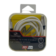 6.5ft Type-C to Type-C PD 60W Cable 3.1A for iPhone / Android in Retail Crystal Packaging