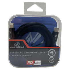 4ft Type-C to Lightning PD Cable 3.1A 20W for iPhone in Retail Packaging - Premium Quality