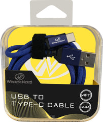 4ft Type-C to USB Cable in Crystal Box