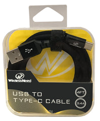 4ft Type-C to USB Cable in Crystal Box